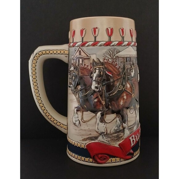 Budweiser Handcrafted 1986 Ceramarte B Series Textured Horse Carriage Mug Heavy - Picture 5 of 14